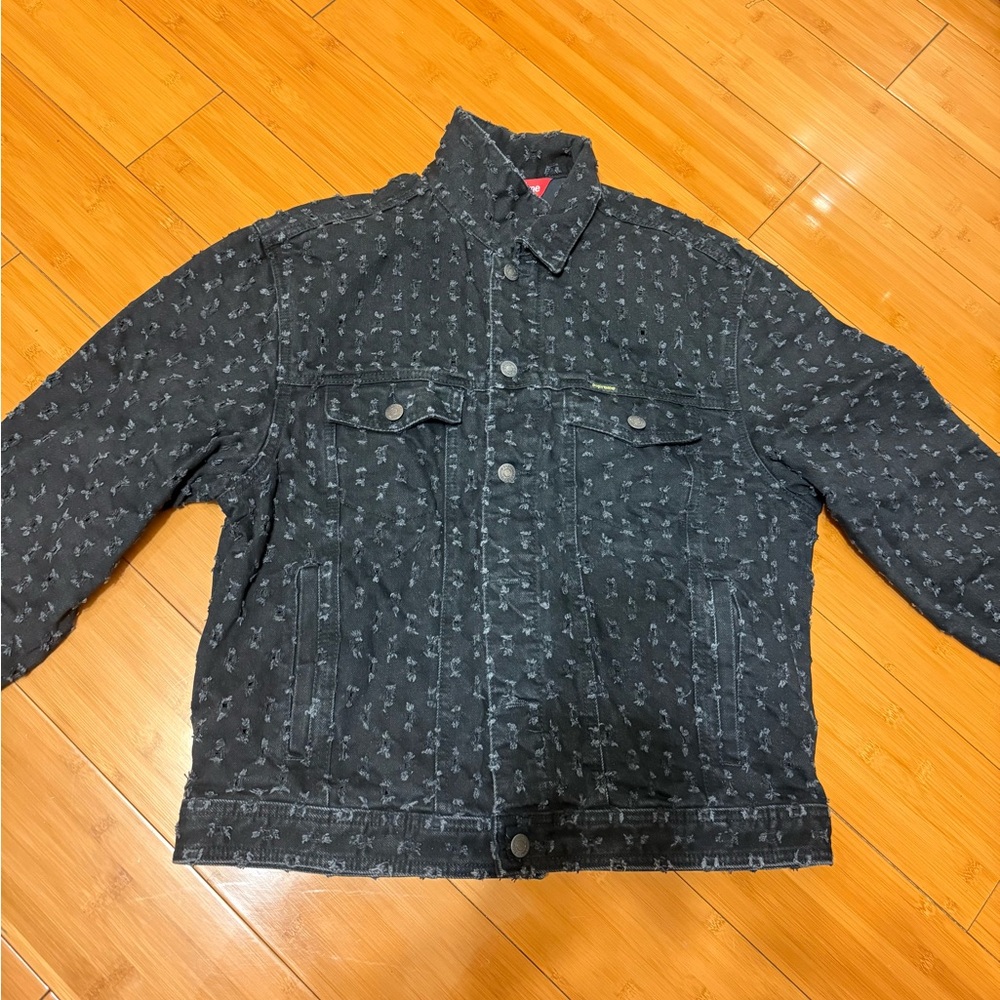 Supreme Black Patterned Denim Jacket - image 1
